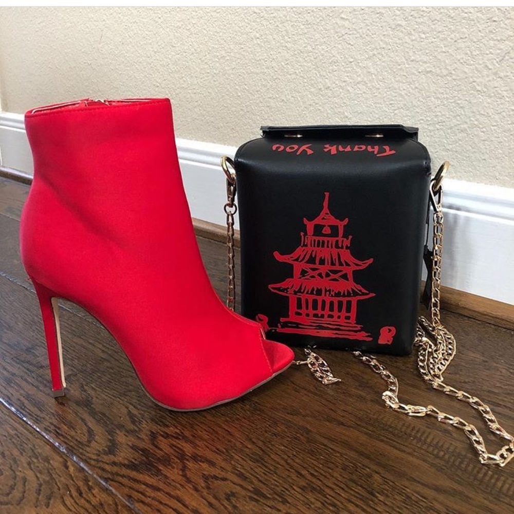 🔥New🔥 Size 8.5 Left. Red Peep Toe Booties. - Picture 2 of 8